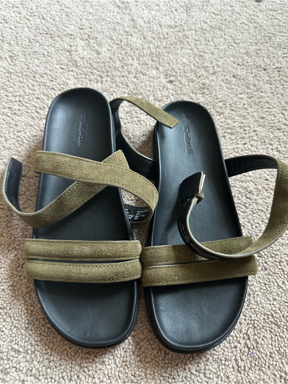 Women’s Olive Green Suede Strap Sandals Madewell Size 8